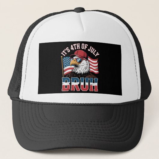Grappige 4 juli Bruh Patriottische Adelaar Trucker Pet (Voorkant)