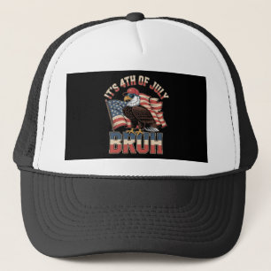 Grappige 4 juli Bruh Patriottische Adelaar Trucker Pet