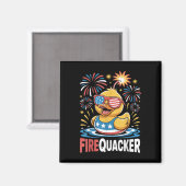 Grappige 4 juli eend vuurwerk patriottische vierde magneet (Voorkant / Achterkant)