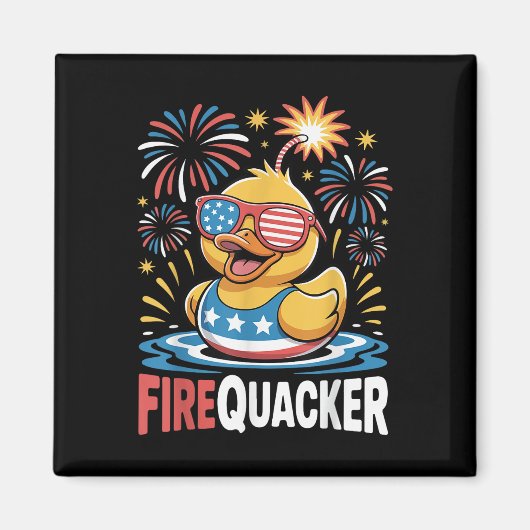 Grappige 4 juli eend vuurwerk patriottische vierde magneet (Voorkant)