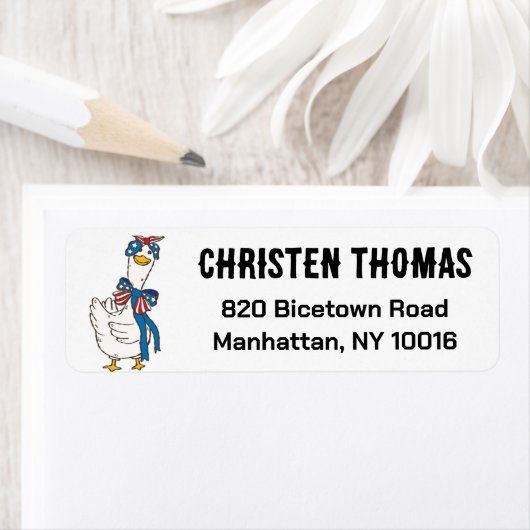 Grappige 4 juli gans etiket (Insitu)