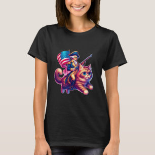 Grappige 4 juli George Washington die op een kat r T-shirt