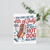 Grappige 4 juli Hot Dog Amerika Viering Feestdagenkaart (Staand voorkant)