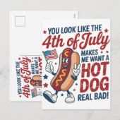 Grappige 4 juli Hot Dog Amerika Viering Feestdagenkaart (Voorkant / Achterkant)
