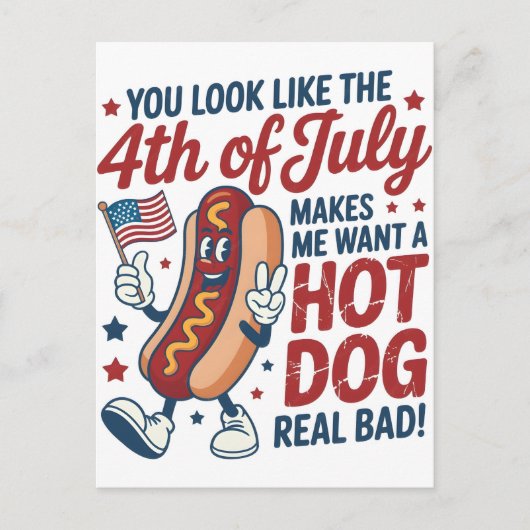 Grappige 4 juli Hot Dog Amerika Viering Feestdagenkaart (Voorkant)