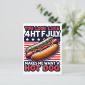 Grappige 4 juli Hot Dog Amerika Viering Feestdagenkaart (Staand voorkant)