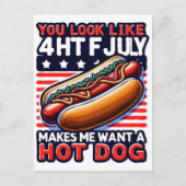 Grappige 4 juli Hot Dog Amerika Viering Feestdagenkaart (Voorkant)