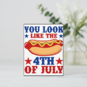 Grappige 4 juli Hot Dog Amerika Viering Feestdagenkaart (Staand voorkant)
