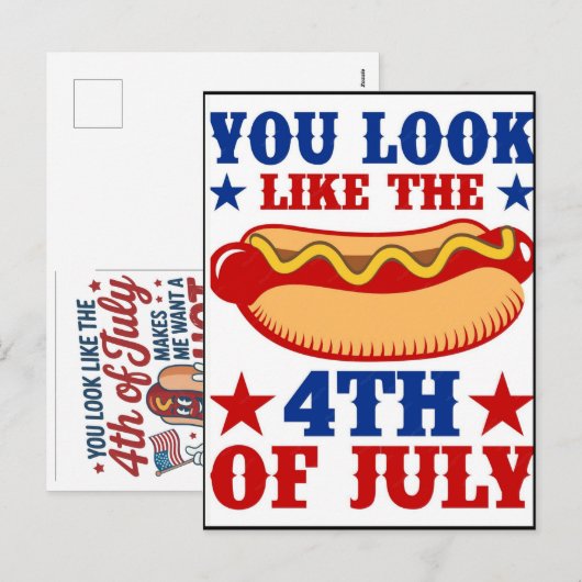 Grappige 4 juli Hot Dog Amerika Viering Feestdagenkaart (Voorkant / Achterkant)