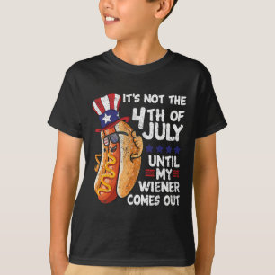 Grappige 4 juli Hot Dog Wiener komt uit BBQ Par T-shirt