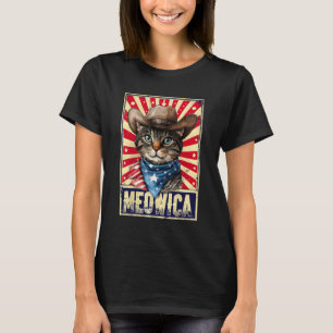 Grappige 4 juli Meowica Amerikaanse vlag kitty kat T-shirt