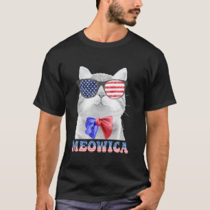 Grappige 4 juli Meowica Kat Zonnebril USA Ameri T-shirt