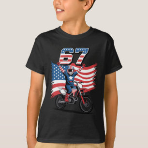 Grappige 4 juli Motocross Amerikaanse Vlag 67 Fiet T-shirt
