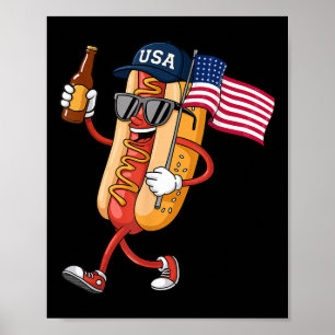 Grappige 4 juli Onafhankelijkheidsdag Hot Dog Wien Poster