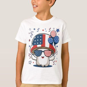 Grappige 4 juli paddestoel Patriotische Amerikaans T-shirt