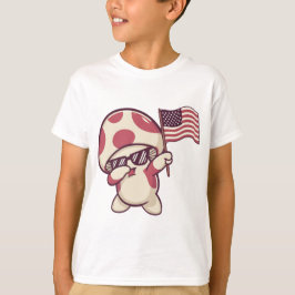 Grappige 4 juli paddestoel patriottische Amerikaan T-shirt