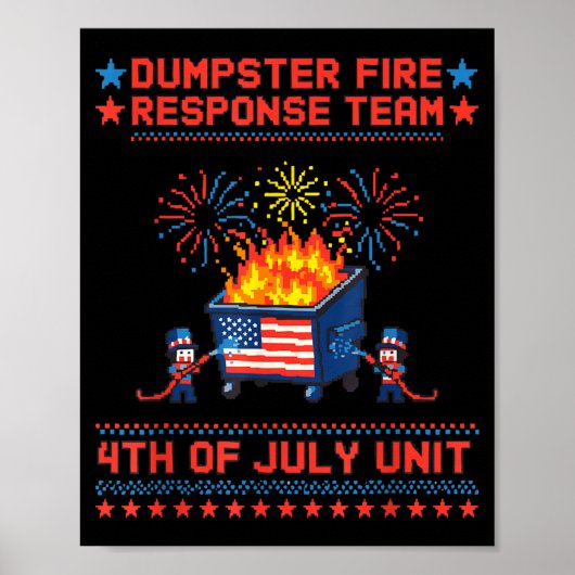Grappige 4 juli patriottische vuilcontainerbrand r poster (Voorkant)