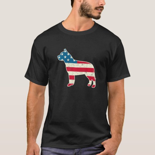 Grappige 4 juli Pit Bull Terrier Hond Amerikaanse T-shirt (Voorkant)