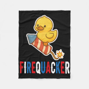 Grappige 4 juli rubberen eend vuurwerk 'Patriot Fleece Deken