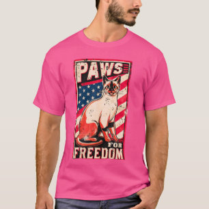 Grappige 4 juli Siamese kat minnaar Amerikaanse Pa T-shirt