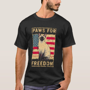 Grappige 4 juli Siamese kat minnaar Amerikaanse pa T-shirt