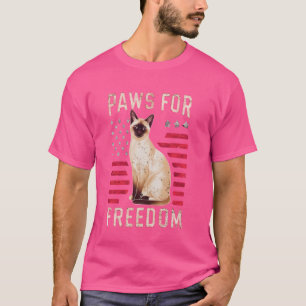Grappige 4 juli Siamese kat minnaar Amerikaanse Pa T-shirt