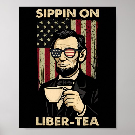 Grappige 4 juli Sippin Op Liber-thee Vrijheid Onaf Poster (Voorkant)