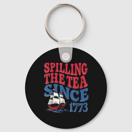 Grappige 4 juli Thee Morsen Sinds 1773 Vier Sleutelhanger (Voorkant)