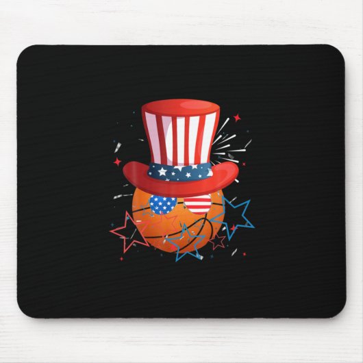 Grappige 4 juli voor basketbalfans muismat (Voorkant)