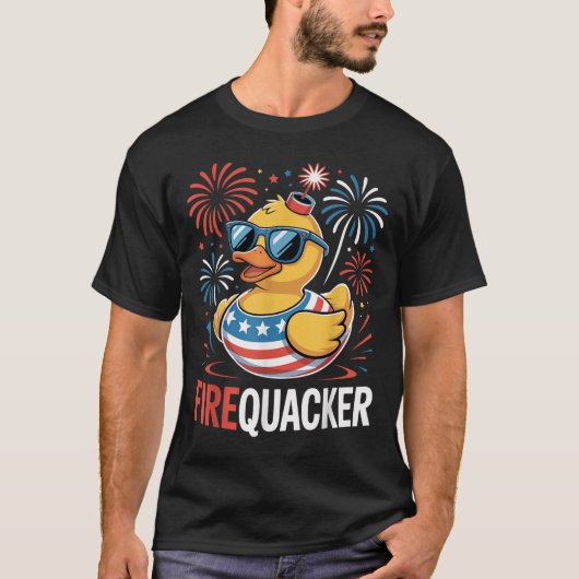 Grappige 4 juli vuurwerk eend vierde juli t-shirt (Voorkant)