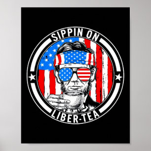Grappige 4e Juli Sippin Op Liber-tea Vrijheid Vs Poster