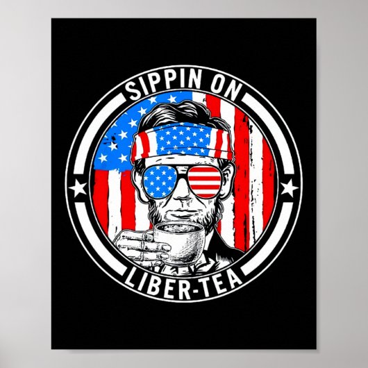 Grappige 4e Juli Sippin Op Liber-tea Vrijheid Vs  Poster (Voorkant)