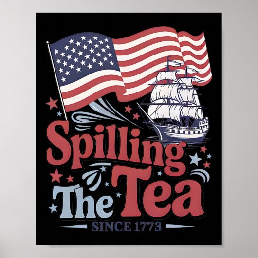 Grappige 4e Juli Thee Morsen Sinds 1773 VS Poster (Voorkant)