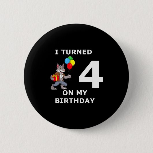 Grappige 4e verjaardag weerwolf ik werd 4 op mijn ronde button 5,7 cm (Voorkant)