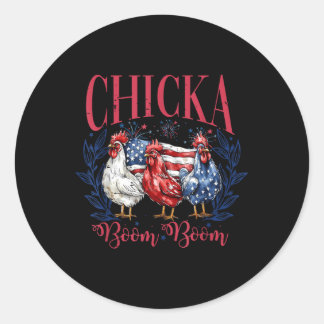 Grappige 4th of July Chicken Boom Boom Indepen Ronde Sticker