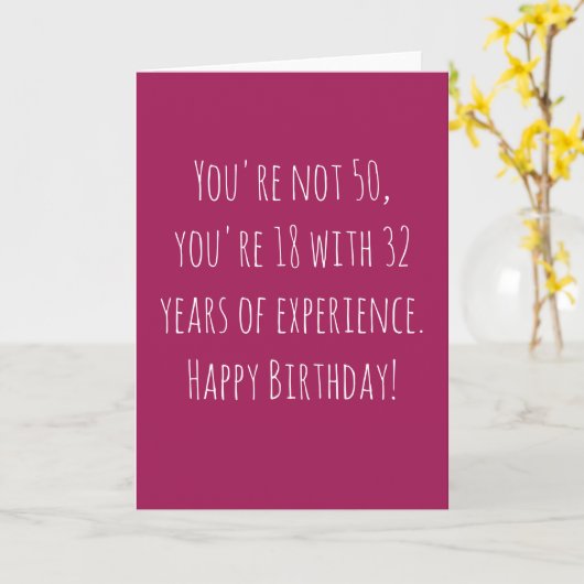 Grappige 50e op tekst gebaseerde verjaardag kaart (Gele Bloem)