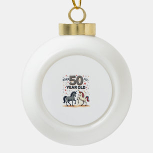 Grappige 50e verjaardag Eenhoorn Paard Vintage Gra Keramische Bal Ornament