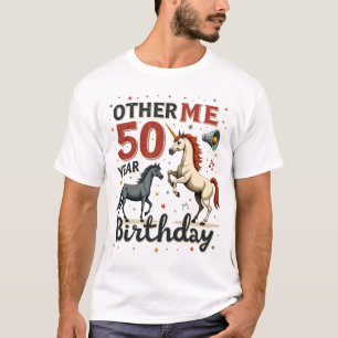 Grappige 50e verjaardag Eenhoorn Paard Vintage Gra T-shirt