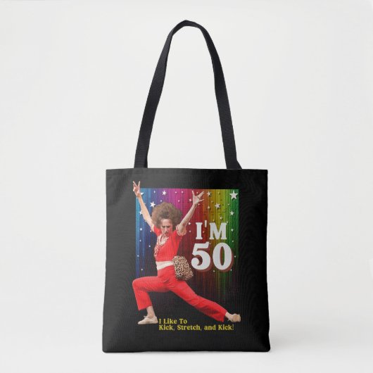 Grappige 50e verjaardag Kick & Stretch Sally O'Mal Tote Bag (Voorkant)