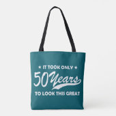 Grappige 50e verjaardag Retro typografie Tote Bag (Achterkant)