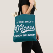 Grappige 50e verjaardag Retro typografie Tote Bag (Dichtbij)