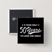 Grappige 50e verjaardag Retro typografie Vierkante Button 5,1 Cm (Voorkant /achterkant)