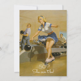 Grappige 50e verjaardag Vintage Pin Up meisje Bowl Kaart