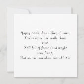 Grappige 50e verjaardag wensen voor broers en zuss kaart (Achterkant)