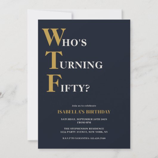 Grappige 50e verjaardag WTF Humoristisch Kaart (Voorkant)