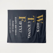 Grappige 50e verjaardag WTF Humoristische Marine B Wandkleed (Voorkant (horizontaal))