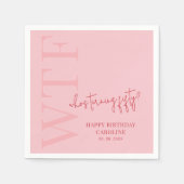 Grappige 50e verjaardag WTF | Roze Rood Moderne Ve Servet (Voorkant)