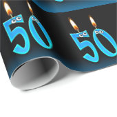 grappige 50e verjaardagskaarsen met oogballen cadeaupapier (Rol Hoek)