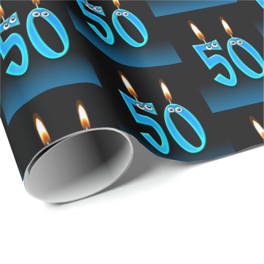 grappige 50e verjaardagskaarsen met oogballen cadeaupapier (Rol Hoek)