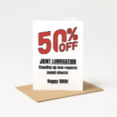 Grappige 50e verjaardagskaart - 50% korting op gew kaart
